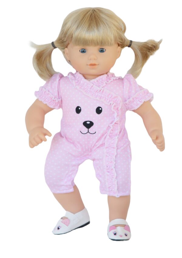 15" Bitty Baby Doll Polka Dot Teddy Bear Face Play Suit