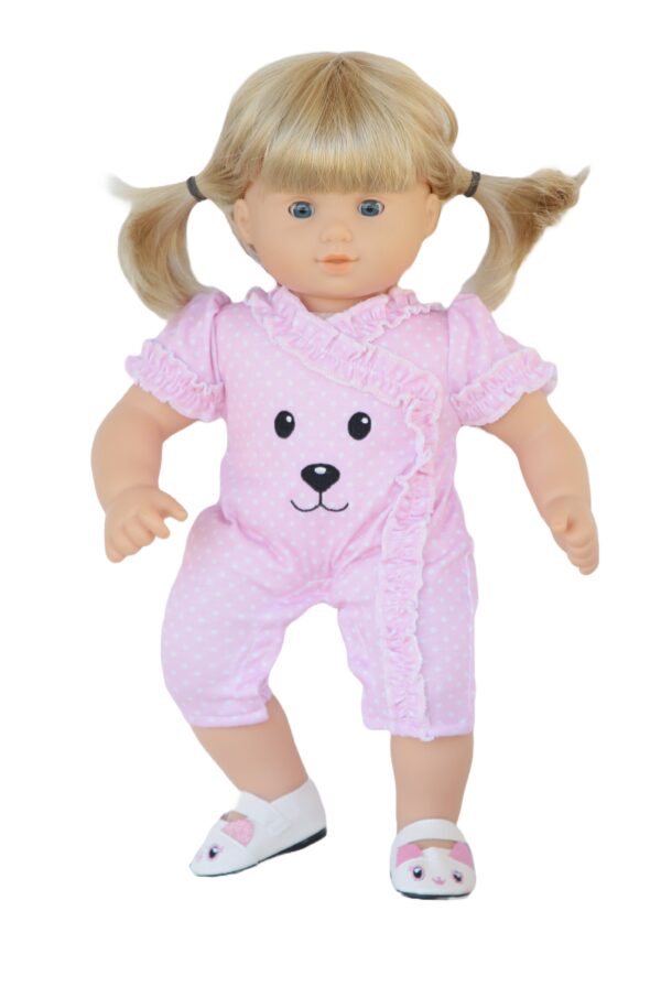 15 bitty baby doll polka dot teddy bear face play suit