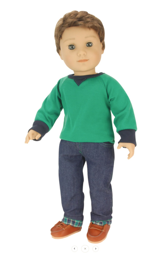 18 boy doll green shirt jeans penny loafers edited