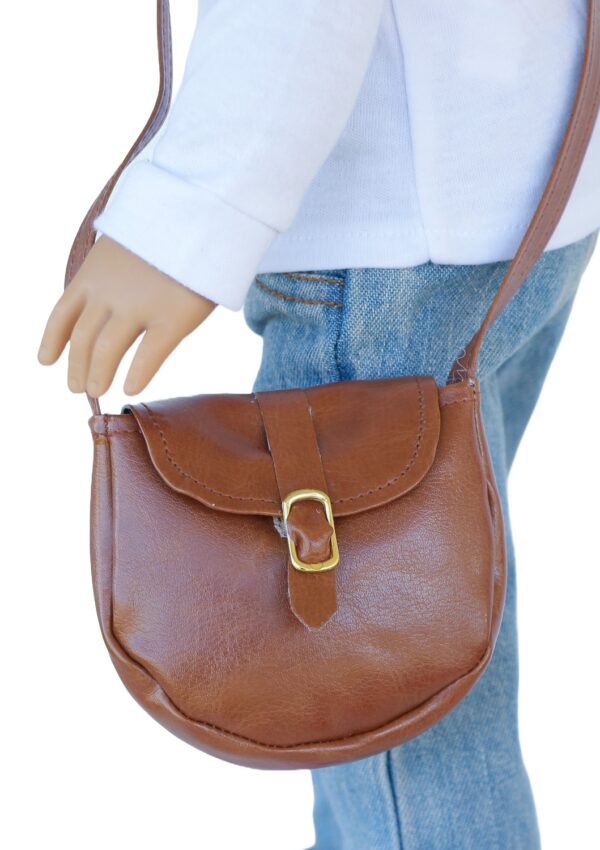 18 doll brown faux leather crossbody purse