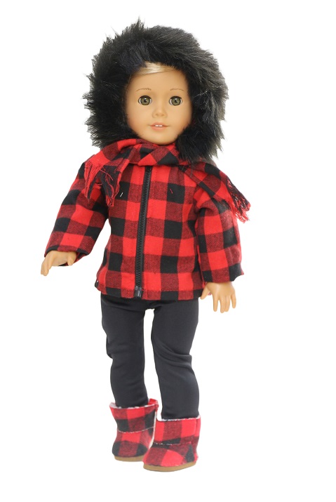 18 doll buffalo check coat scarf leggings boots outfit