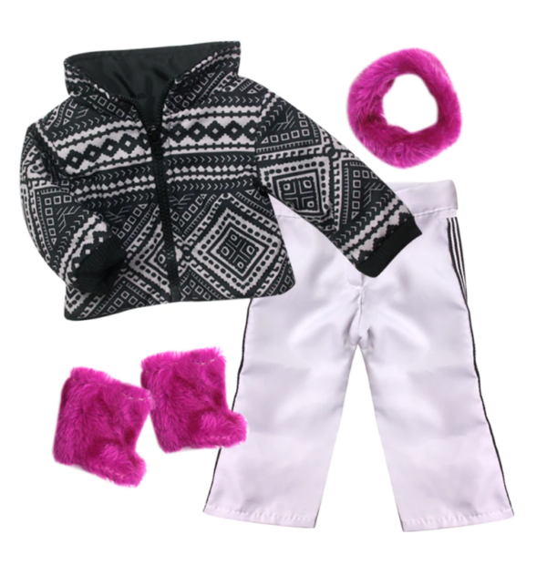 18" Doll Ikat Ski Coat, Pants, Neck Warmer, & Matching Boots