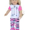 18" Doll Pink & Black Boho Pant Set & Flower Crown