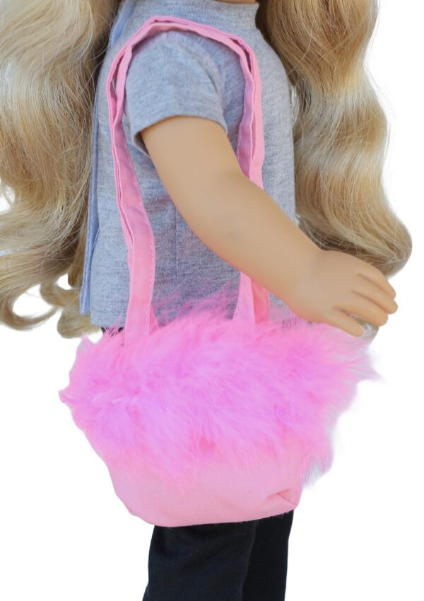 18 doll pink faux fur purse
