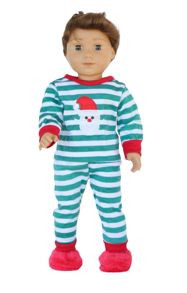 18 doll unisex striped santa pajamas slippers