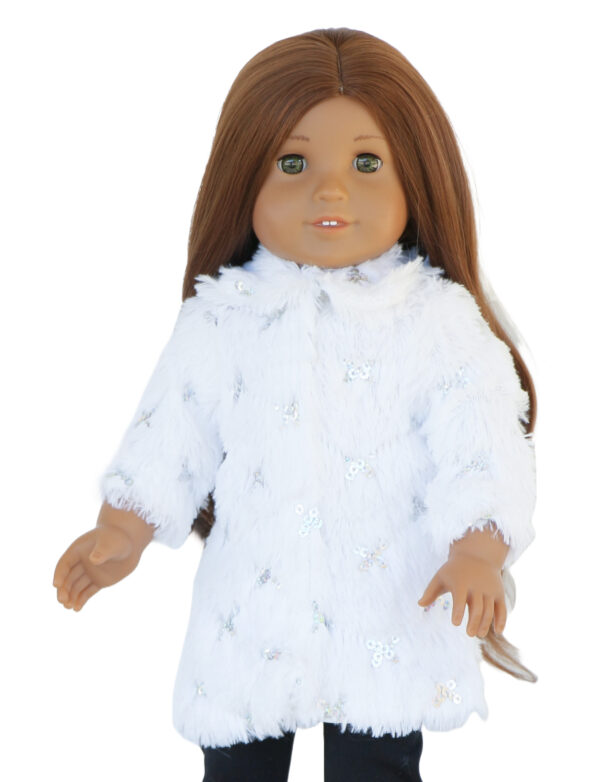 18 doll white faux fur sequin coat