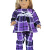 18″ Doll Purple Plaid Flannel Pajamas & Slippers