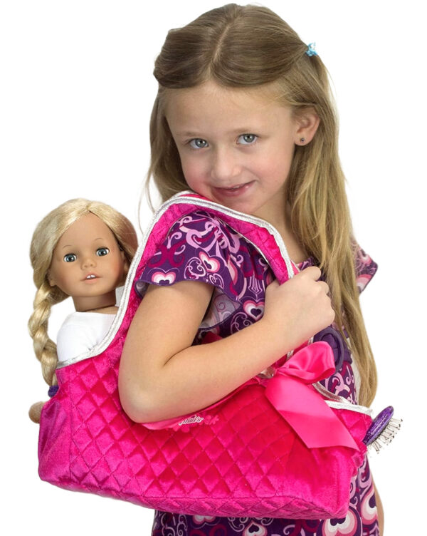 hot pink quilted tote bag doll carrier