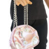 metallic rose chain handle purse
