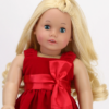 18" Doll Red Velvet Holiday Dress & Black Velvet Shoes