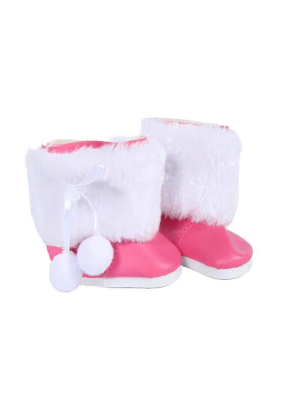 18 doll pink fur pom pom boots