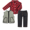 18" Doll Buffalo Check Shirt, Jeggings, & Herringbone Vest