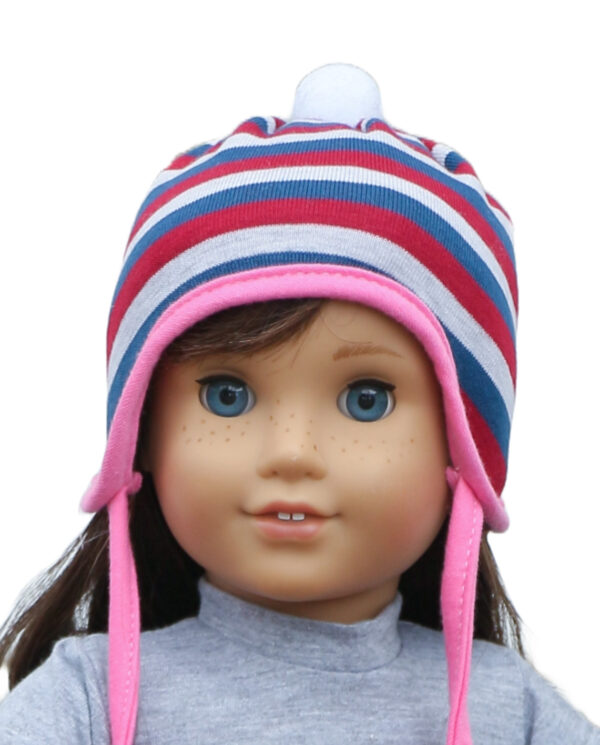 18" Doll Striped Knit Hat