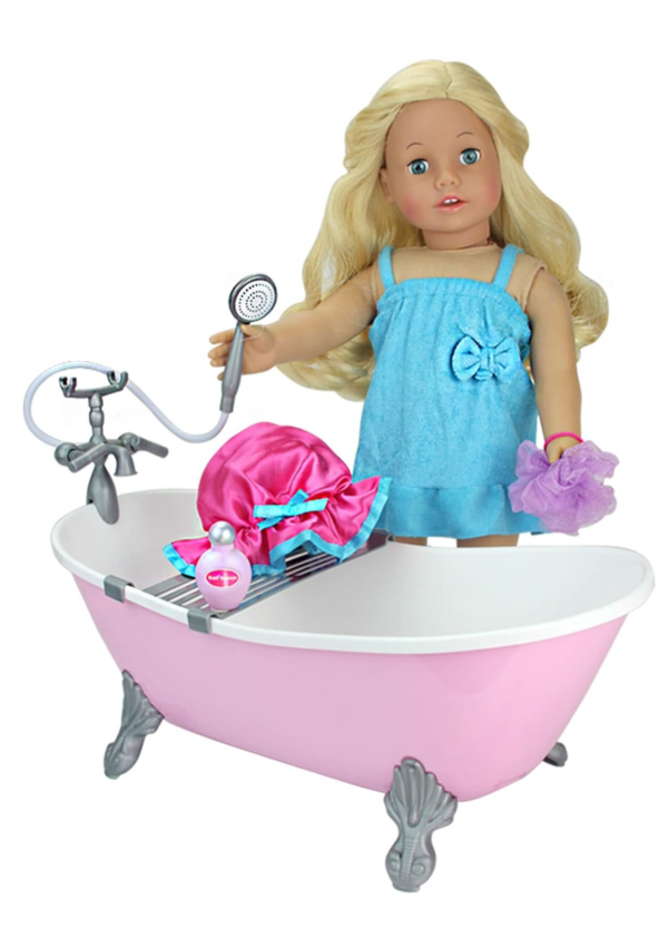 18 inch doll pink bathtub accessories