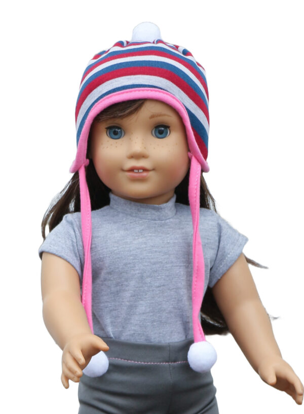 18" Doll Striped Knit Hat