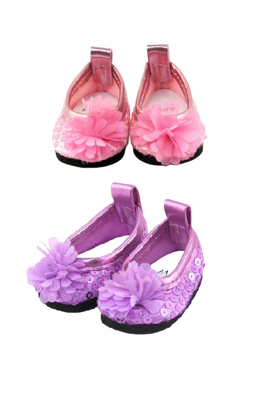 14.5 doll sequin flower shoes pink lavender