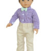 18" Boy Doll Gingham Shirt, Khaki Pants, & Bow Tie