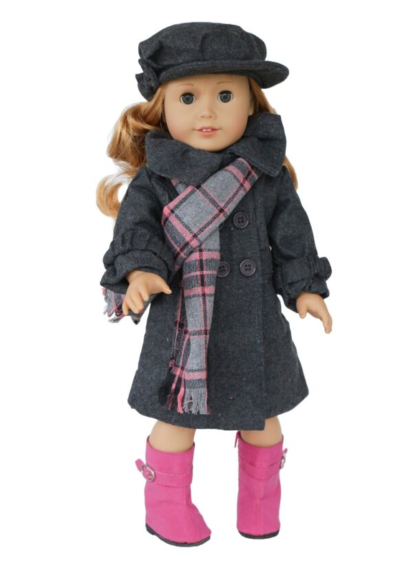 18 doll gray wool 4 piece winter coat set