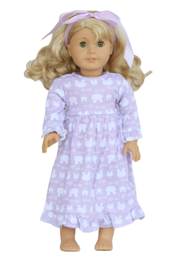 18" Doll Lavender Bunny Nightgown