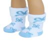 Doll-Sized Blue Ribbon Cuff-Down Socks