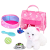 white plush kitty cat accessories set
