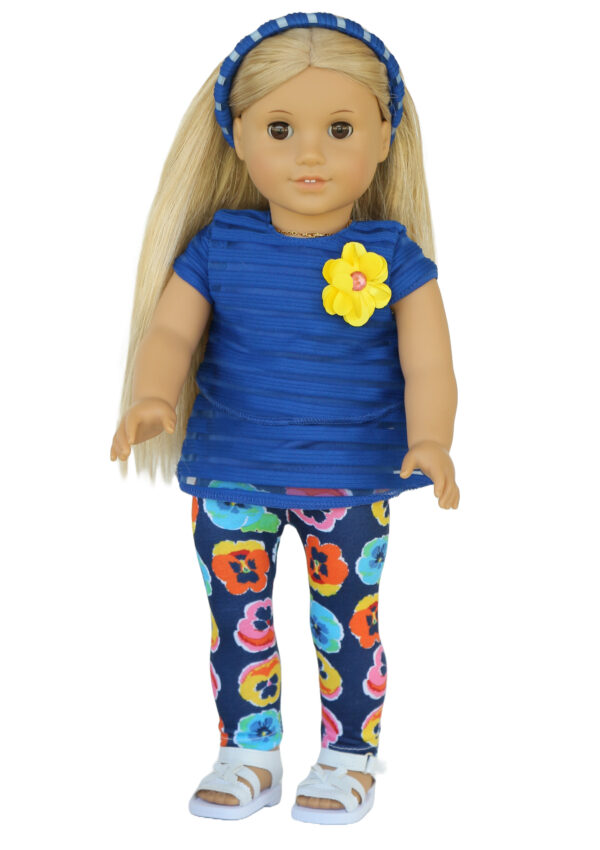 18 doll pansy leggings blue top headband