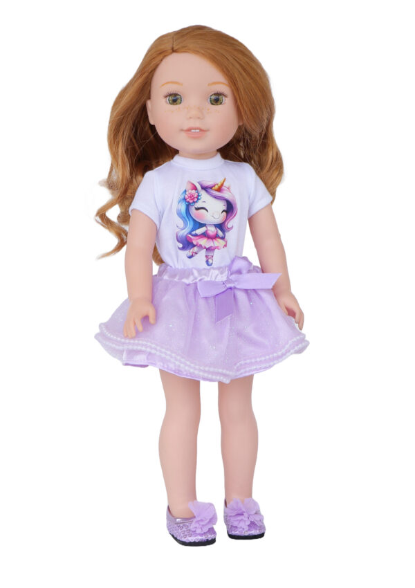 14.5" Doll Unicorn T-Shirt & Lavender Tutu Skirt
