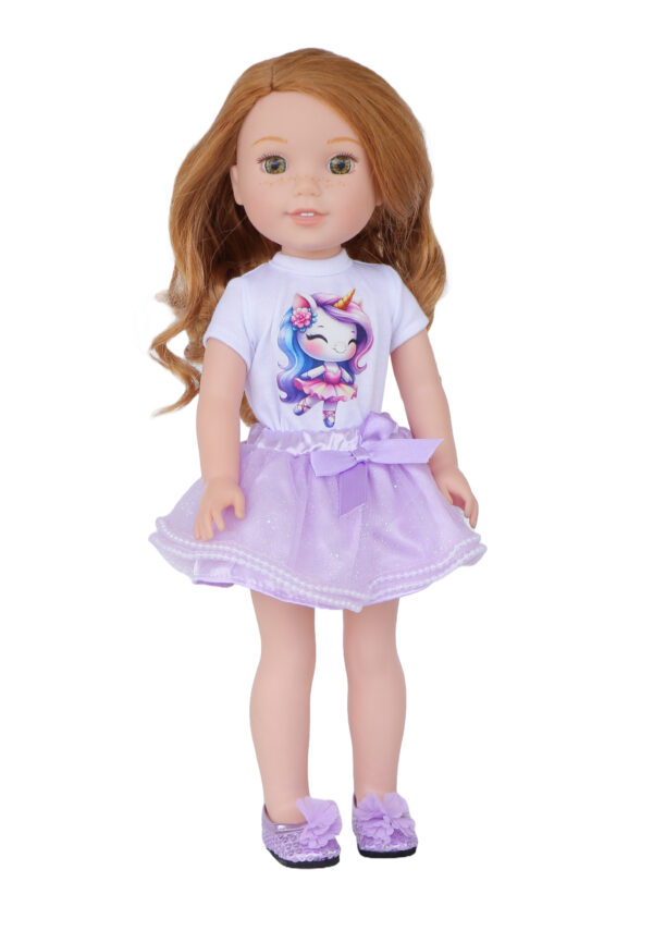14.5" Doll Unicorn T-Shirt & Lavender Tutu Skirt