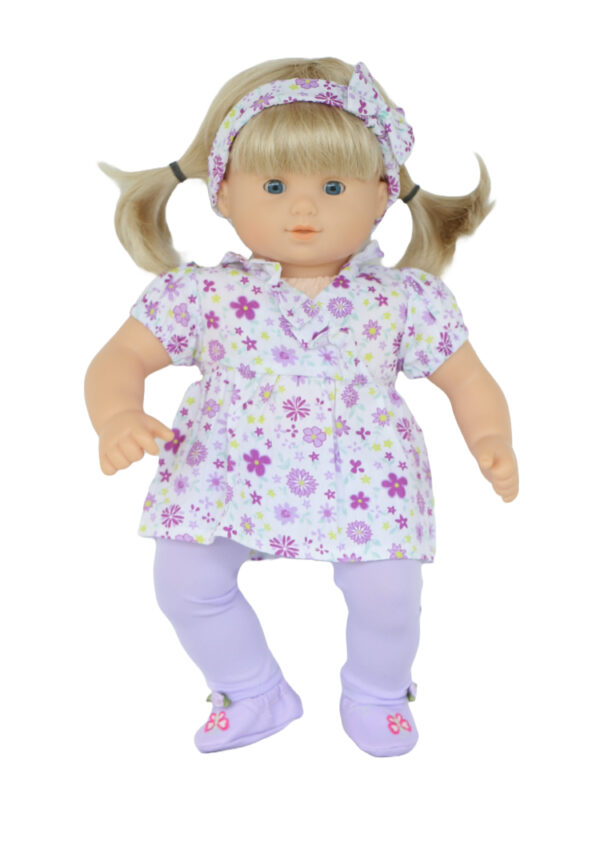 15" Bitty Baby Doll Purple Floral 4-Piece Pants Outfit