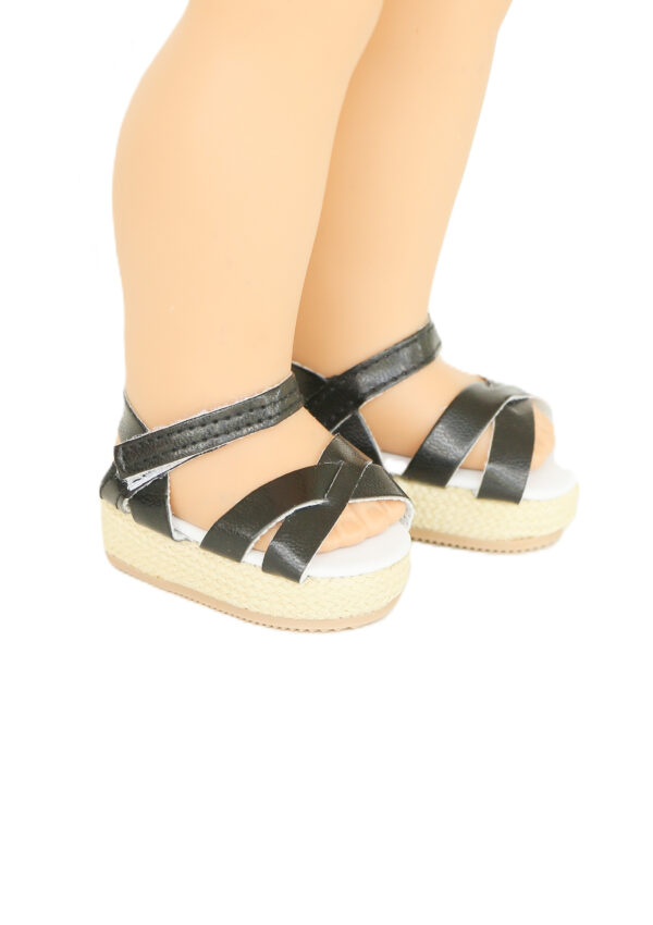 18" Doll Black Platform Sandals