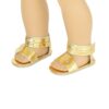 18" Doll Gold Flower Sandals
