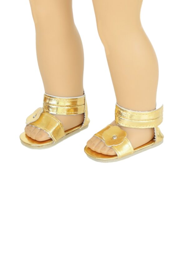 18" Doll Gold Flower Sandals