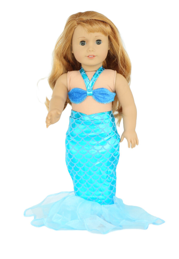 18" Doll Metallic Turquoise 2-Piece Mermaid Costume