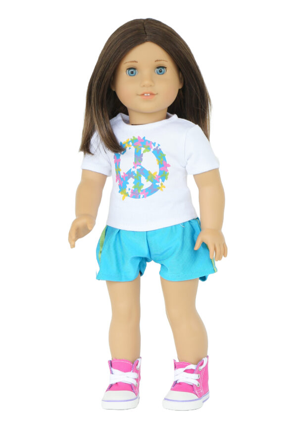 18" Doll Peace T-Shirt & Spandex Shorts