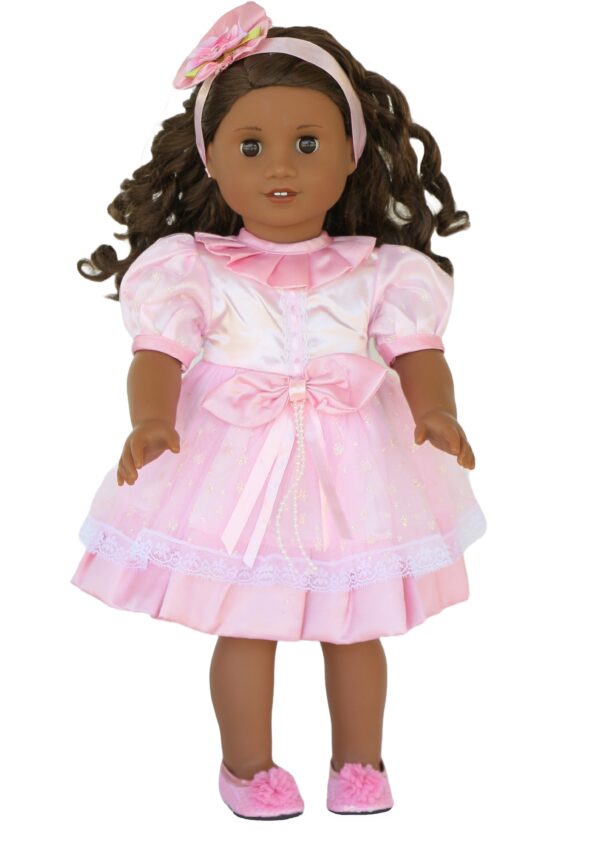 18" Doll Pink Satin Dress & Headband