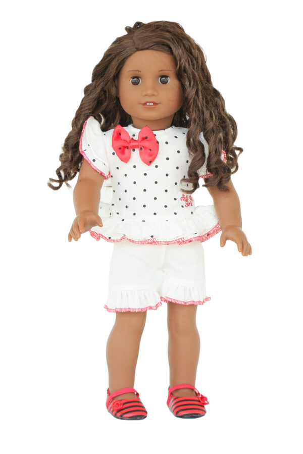 18" Doll Ruffled Polka Dot Shorts Set