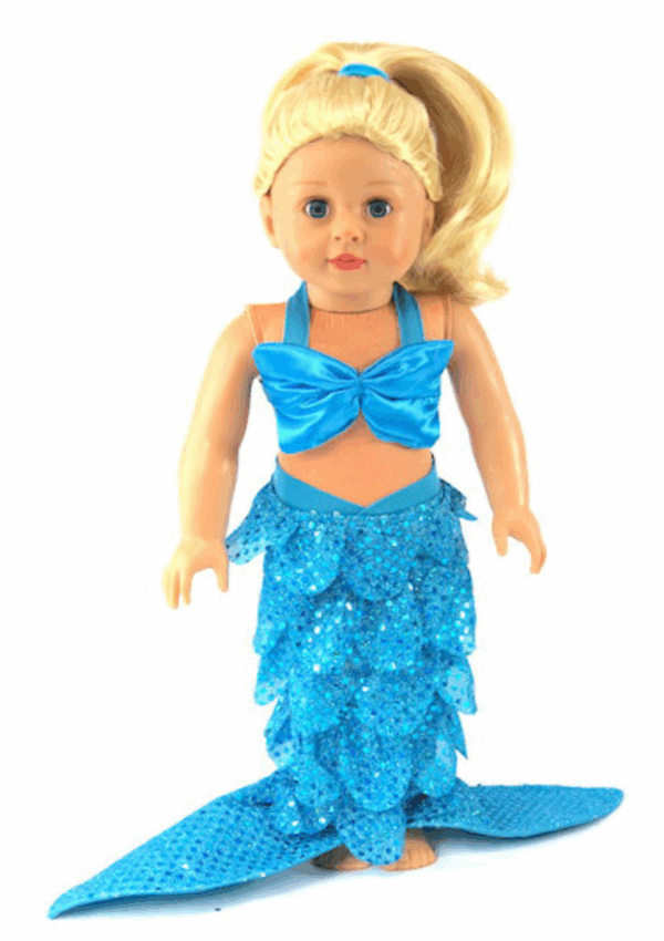 18 Doll Turquoise  2-Piece Sequin Mermaid Costume