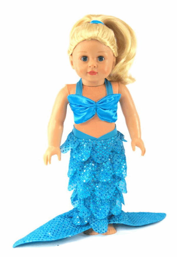 18 doll turquoise  2piece sequin mermaid costume