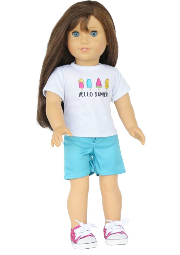 18″ Doll “Hello Summer” T-Shirt & Shorts