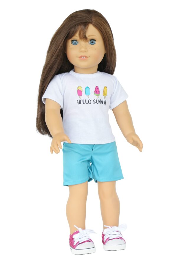 18″ Doll “Hello Summer” T-Shirt & Shorts