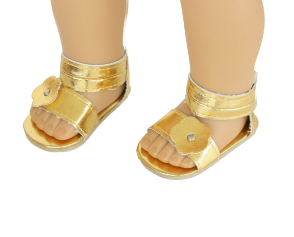 18" Doll Gold Flower Sandals