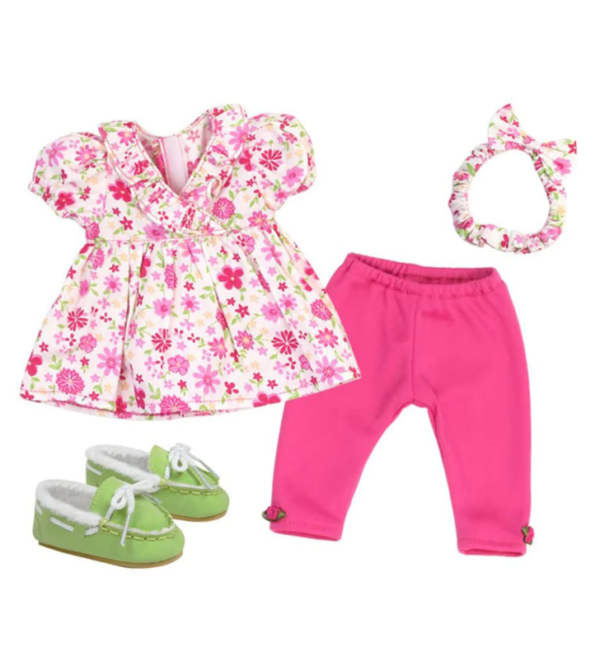 15" Bitty Baby Doll Pink Floral 4-Piece Pants Outfit