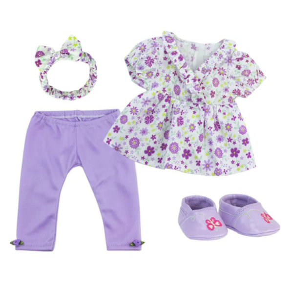 15" Bitty Baby Doll Purple Floral 4-Piece Pants Outfit