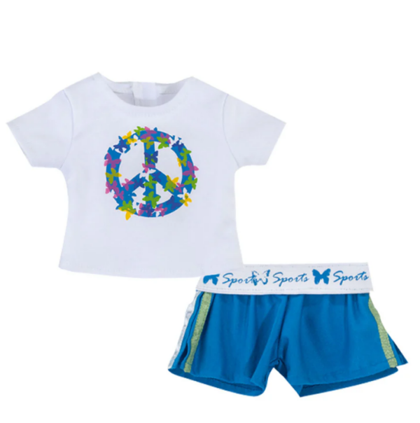 18" Doll Peace T-Shirt & Spandex Shorts