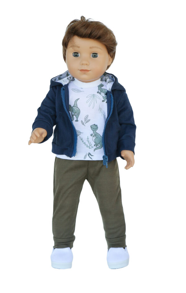 18" Boy Doll Dinosaur 3-Piece Hoodie Outfit