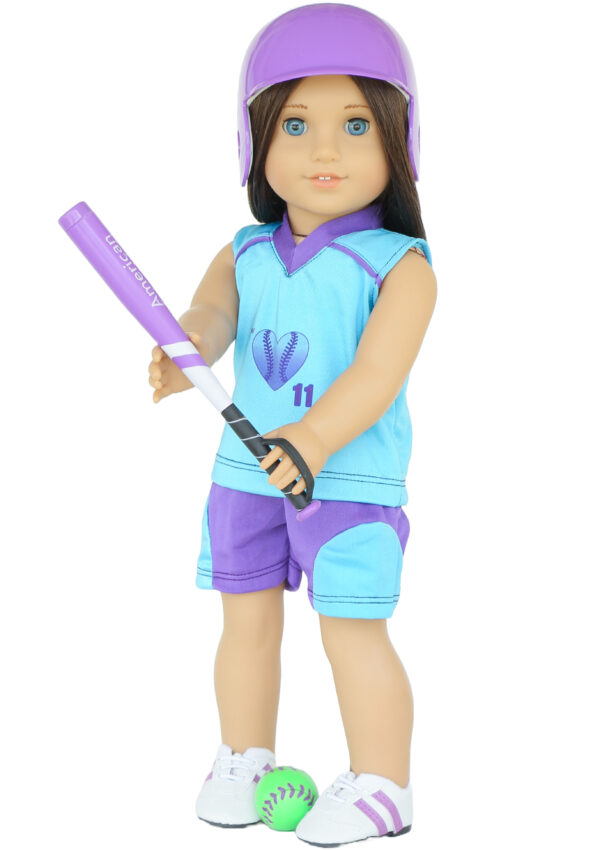 18" Doll Complete 6-Piece Baseball/Softball Outfit