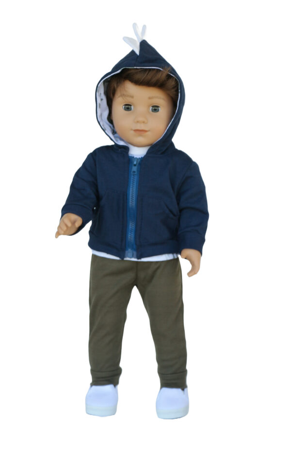 18" Boy Doll Dinosaur 3-Piece Hoodie Outfit