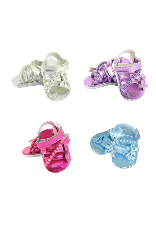 15" & 18" Doll Strappy Metallic Sandals
