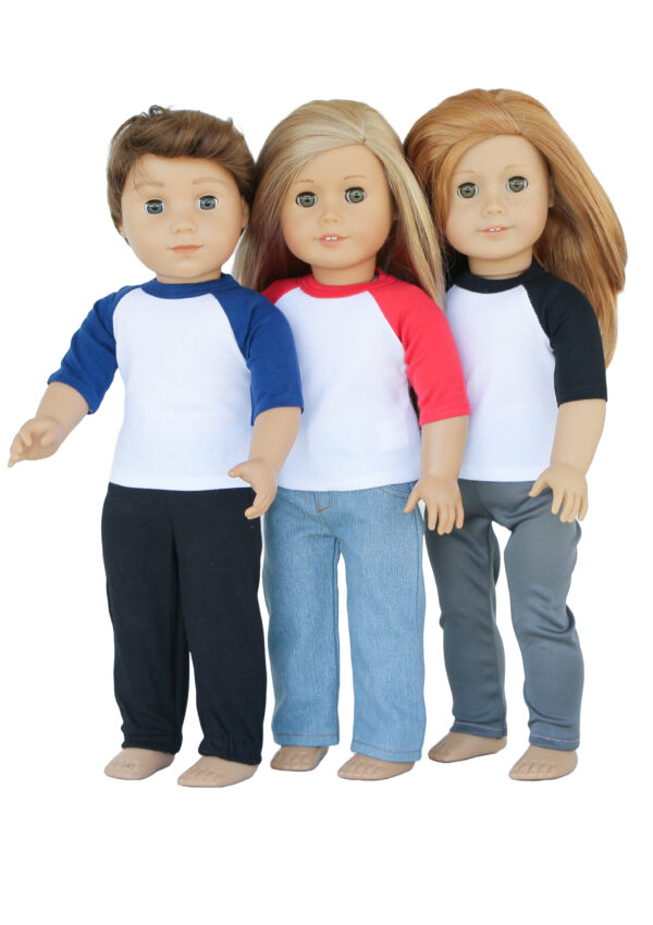 18" Doll Raglan Sleeve Baseball T-Shirts