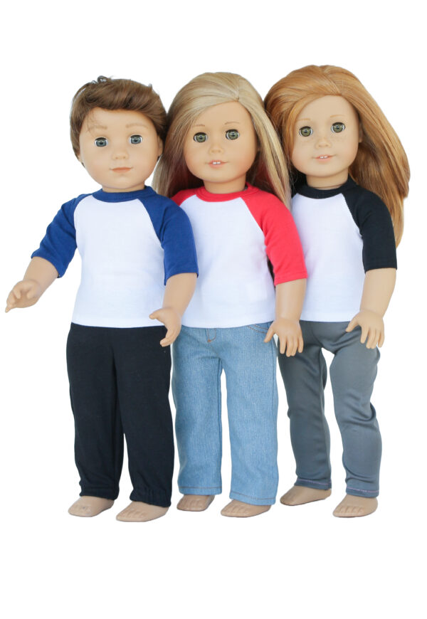 18" Doll Raglan Sleeve Baseball T-Shirts